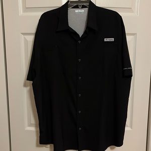Mens Columbia PFG Tamiami II Black Short Sleeve Button Down Shirt - UPF 40
